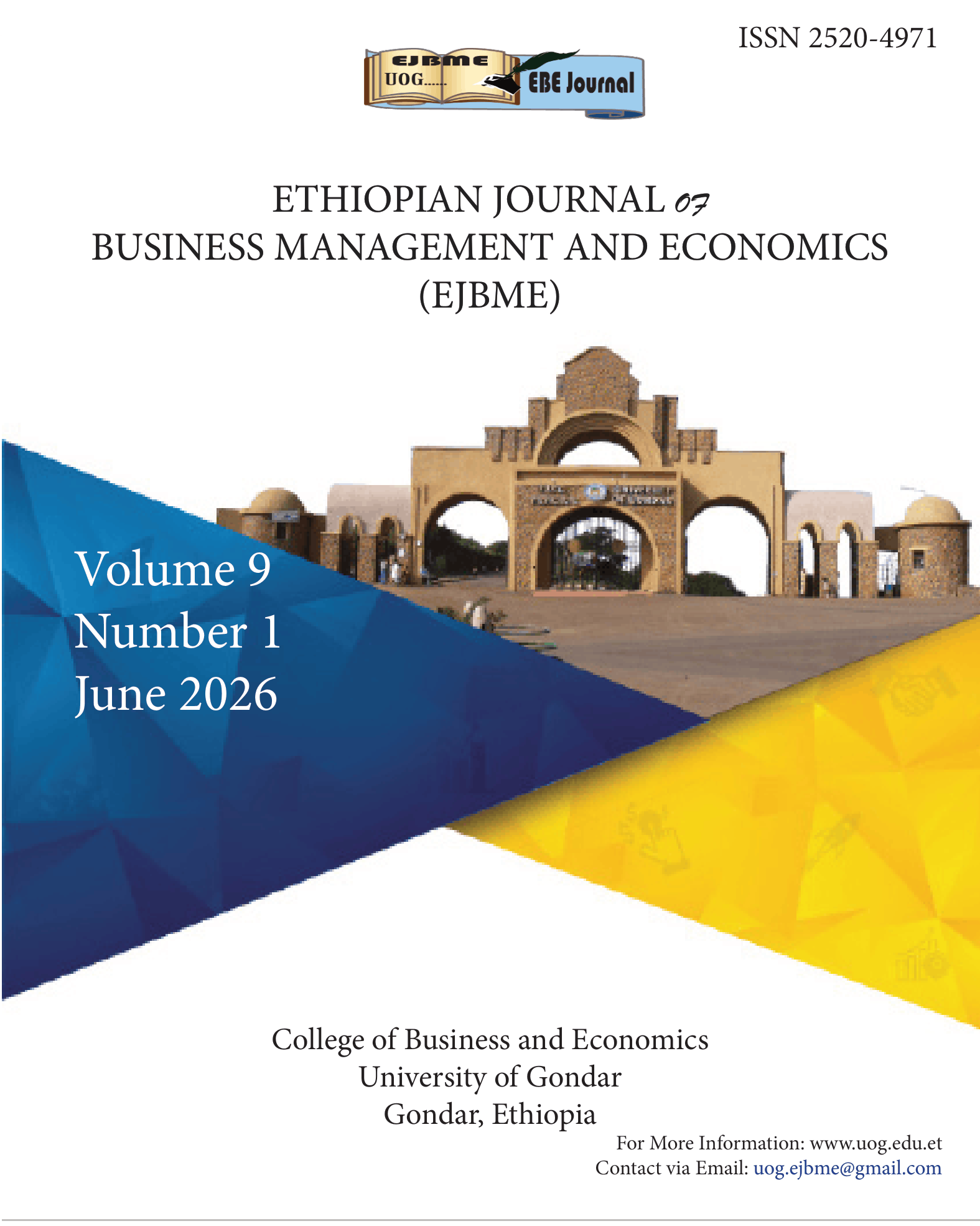 					View Vol. 9 No. 1 (2026): ETHIOPIAN JOURNAL OF BUSINESS MANAGEMENT AND ECONOMICS (EJBME)
				